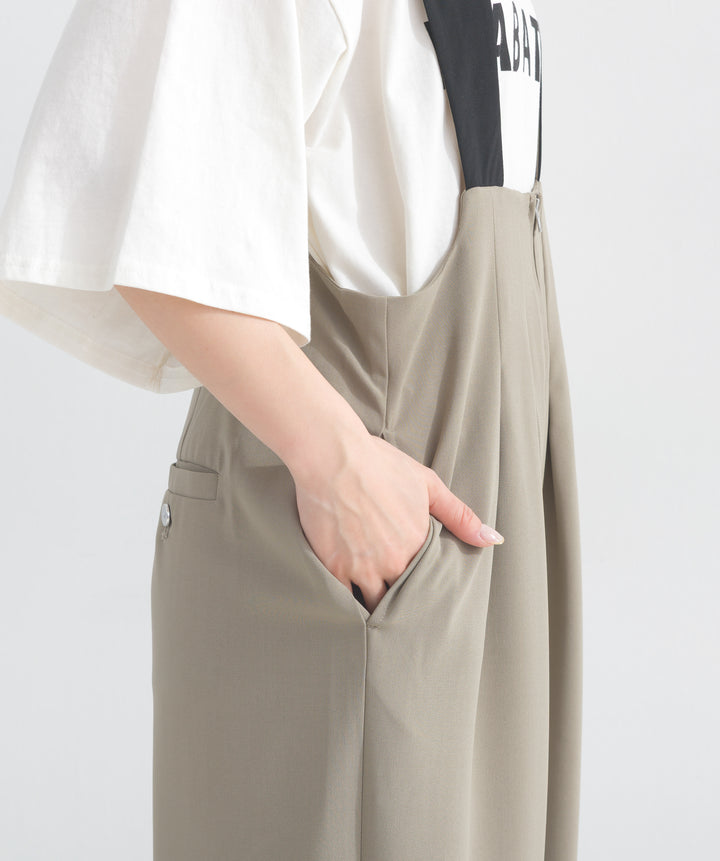 エステルストレッチ配色サロペット
