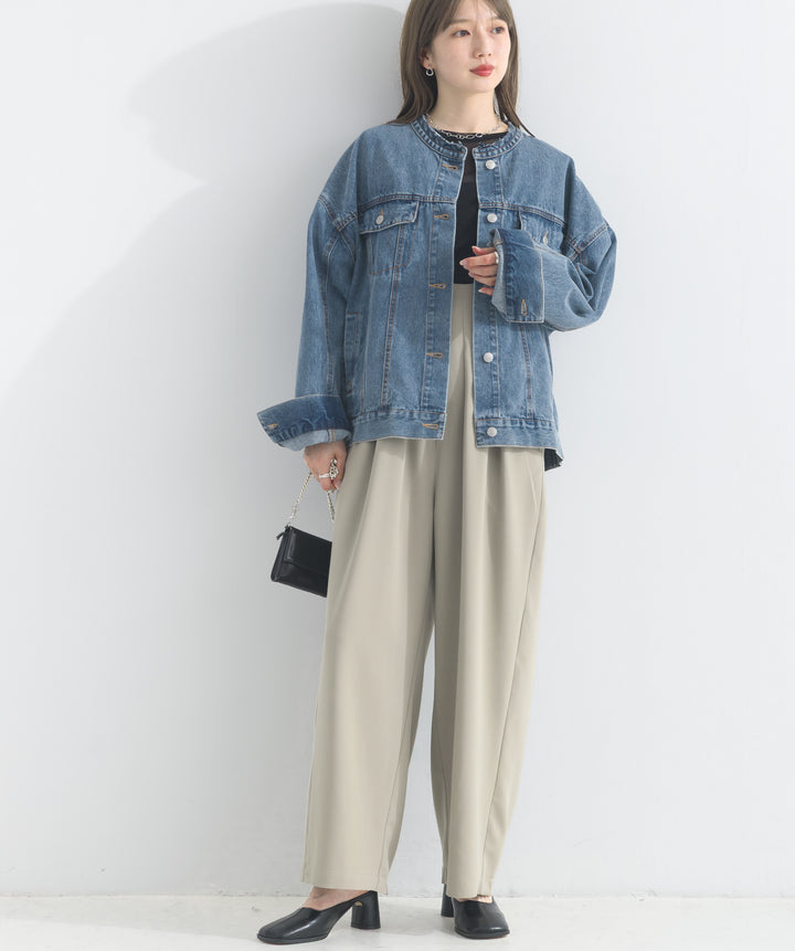 エステルストレッチ配色サロペット