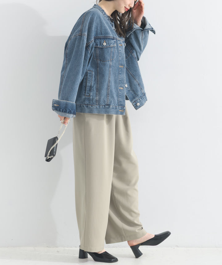 エステルストレッチ配色サロペット