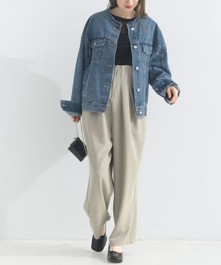 エステルストレッチ配色サロペット