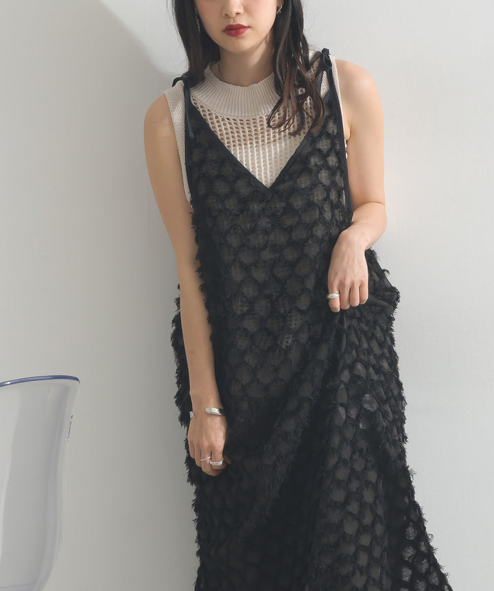 フリンジジャカードキャミワンピース