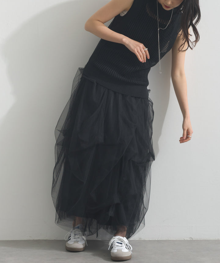 タックデザインチュールスカート