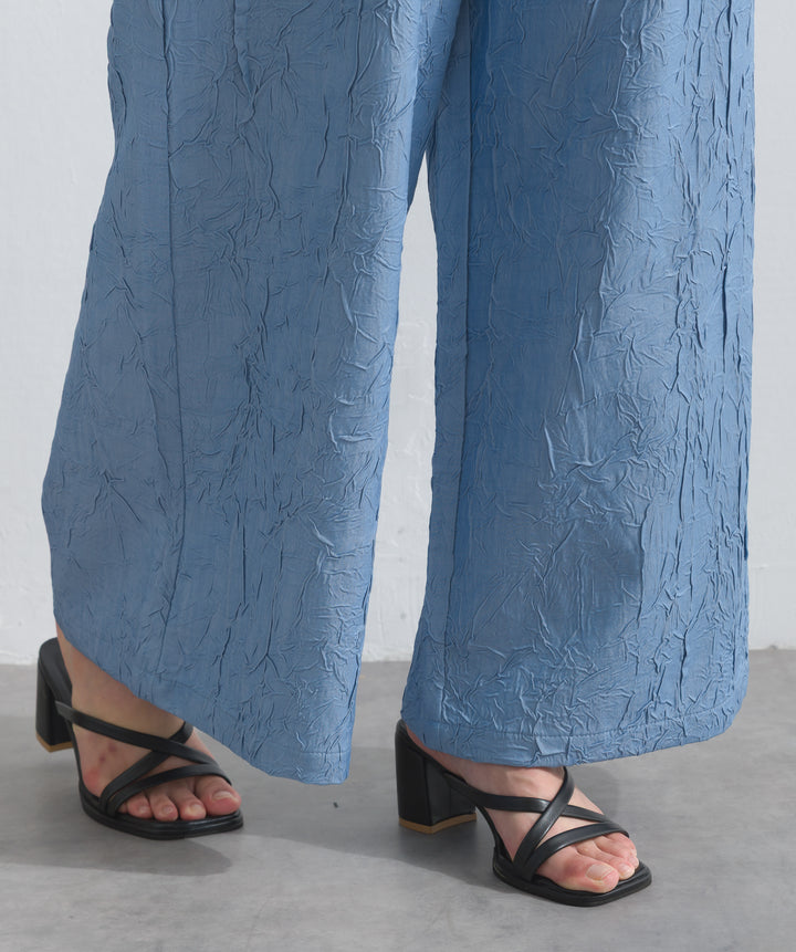 デニム風シワ加工パンツ