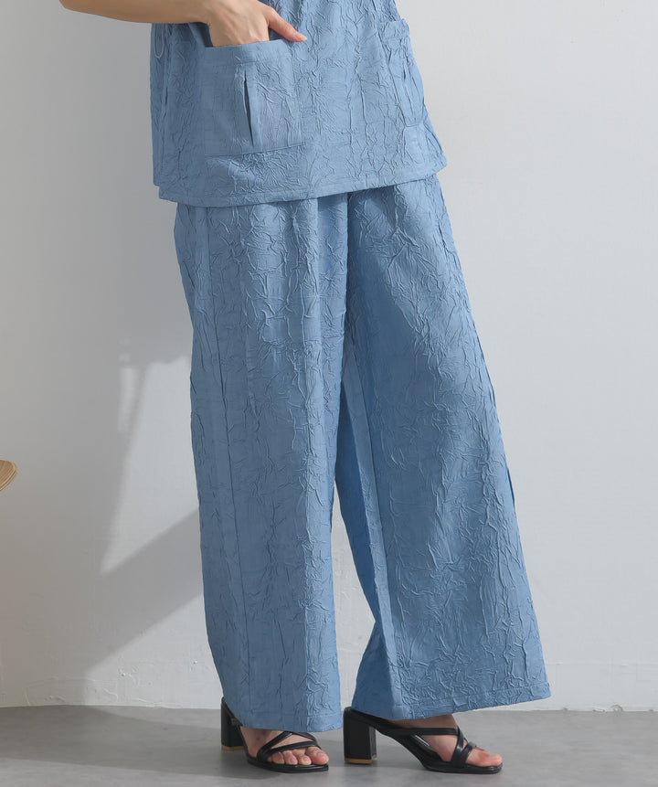 デニム風シワ加工パンツ