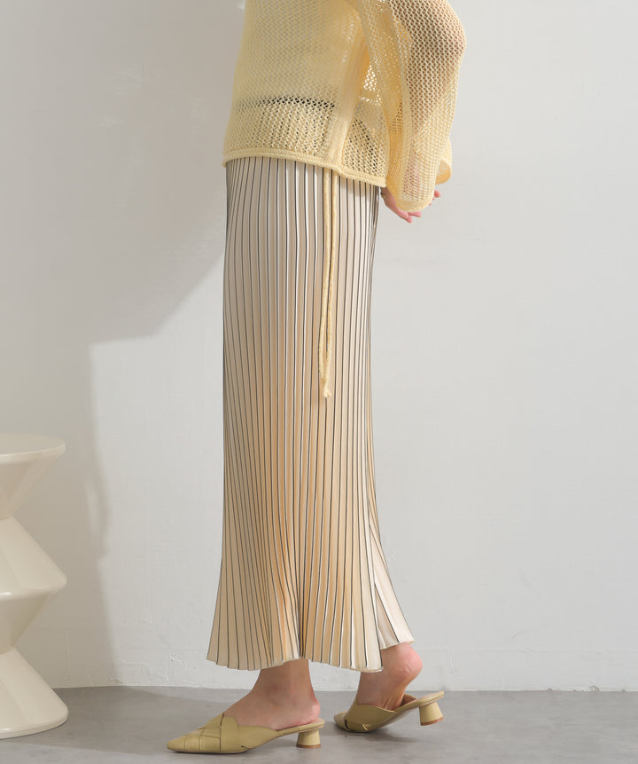 ストライププリーツワイドパンツ