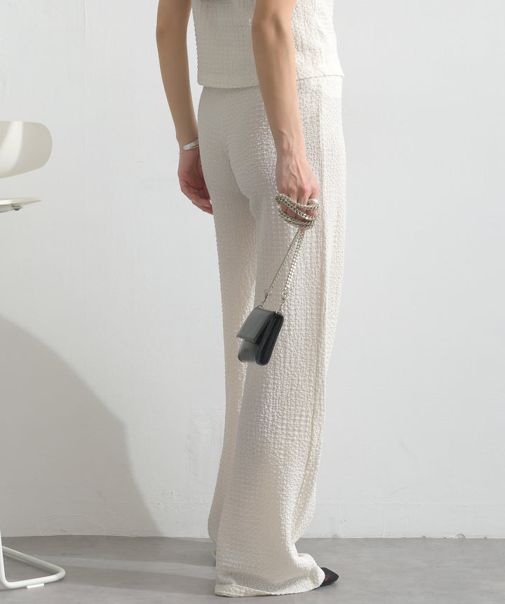 ふくれジャガード ジレ＋ワイドパンツ セットアップ