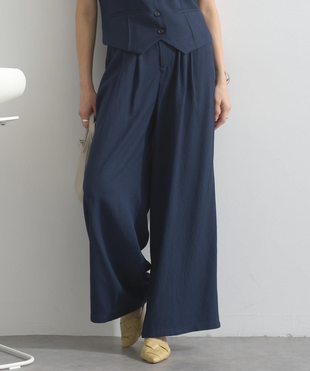 リネンライクジレ＋パンツ セットアップ