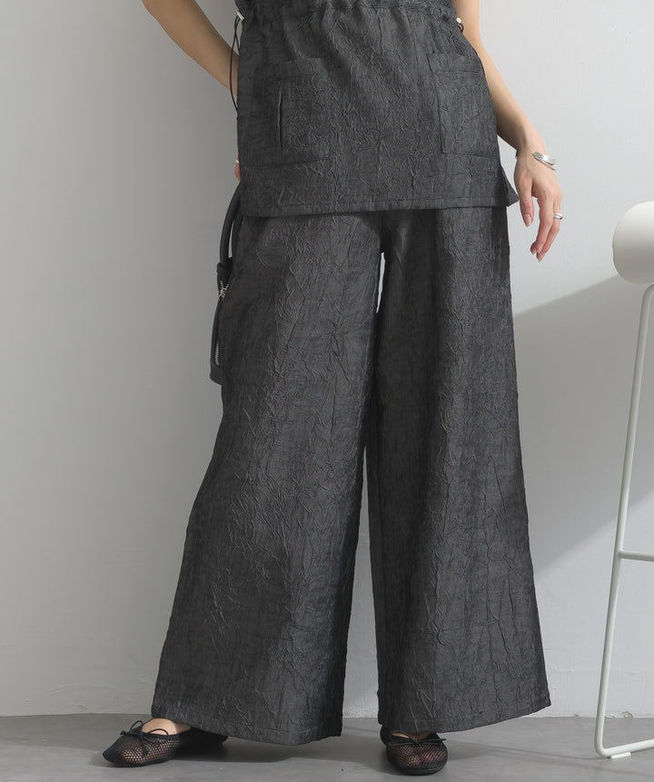 デニム風シワ加工パンツ