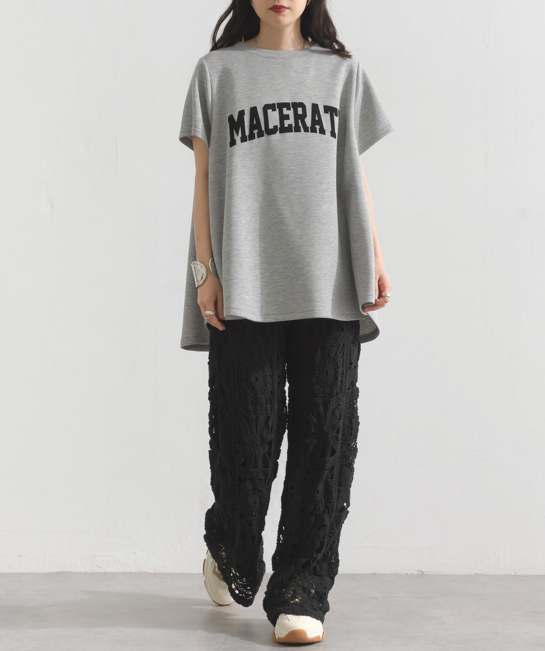 ブロッククロシェニットパンツ