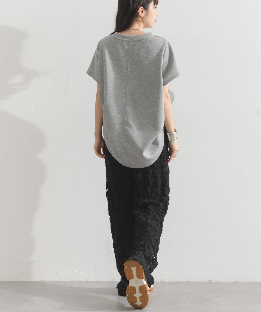 ブロッククロシェニットパンツ