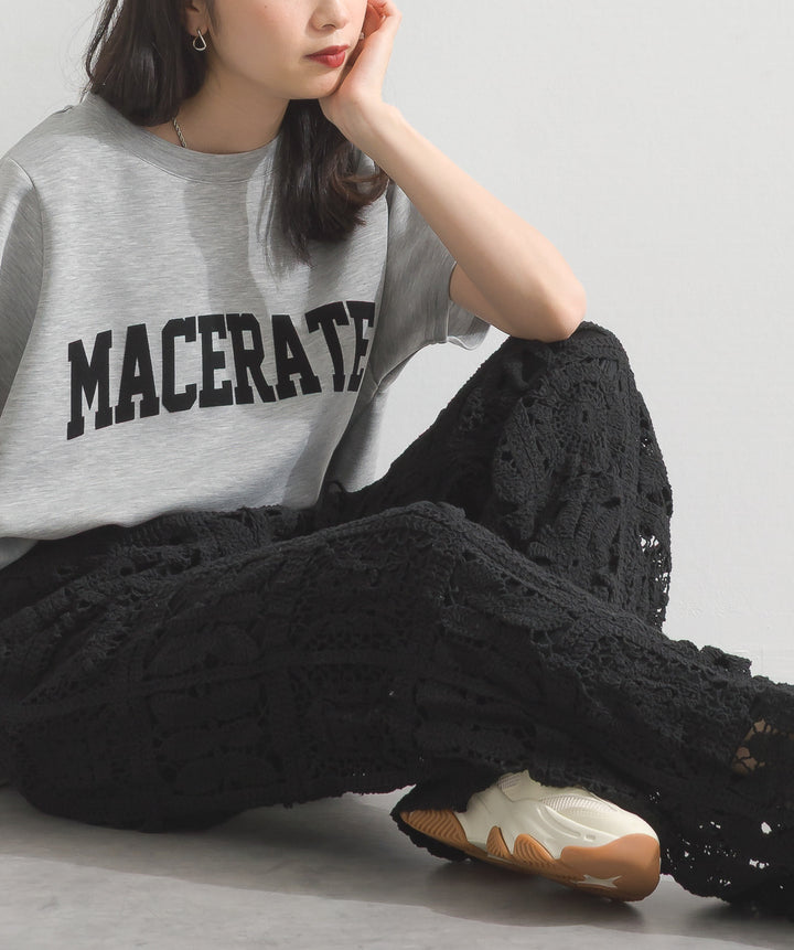 ブロッククロシェニットパンツ
