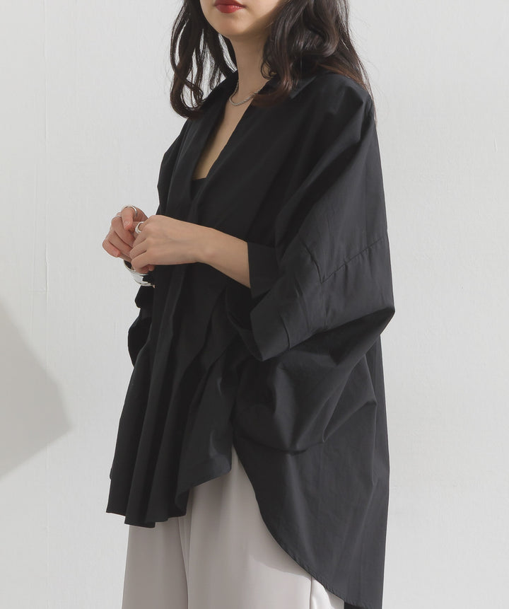 【再入荷】ピンタックデザイン半袖シャツ