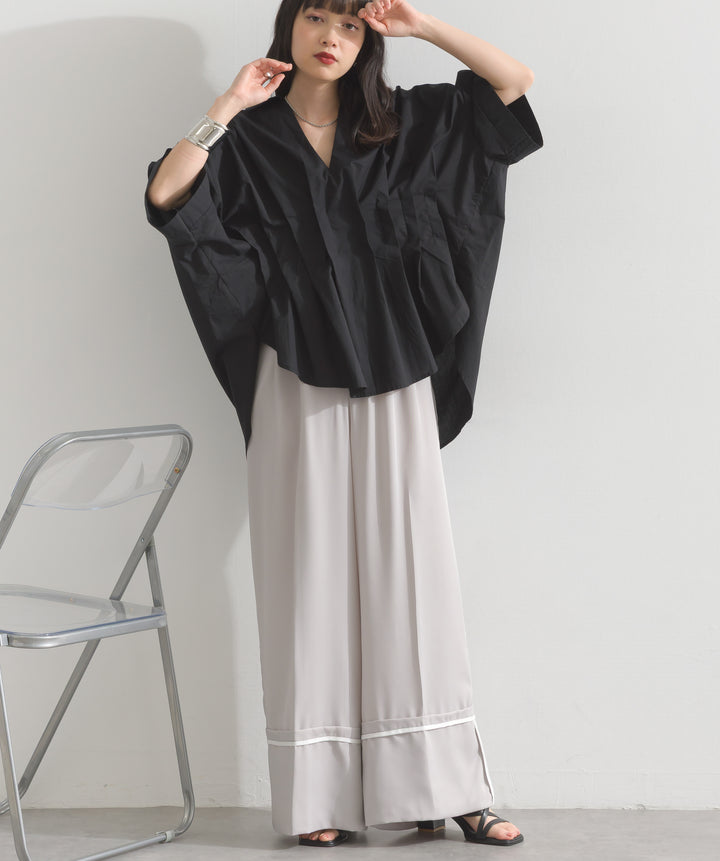 【再入荷】ピンタックデザイン半袖シャツ