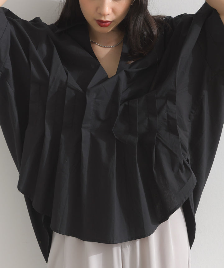 【再入荷】ピンタックデザイン半袖シャツ