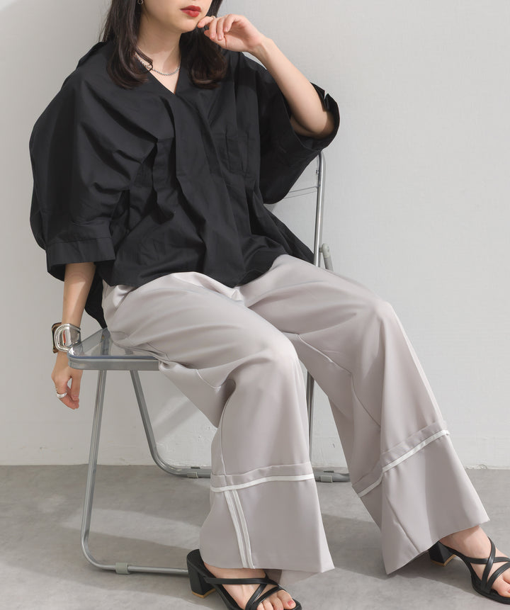 【再入荷】ピンタックデザイン半袖シャツ