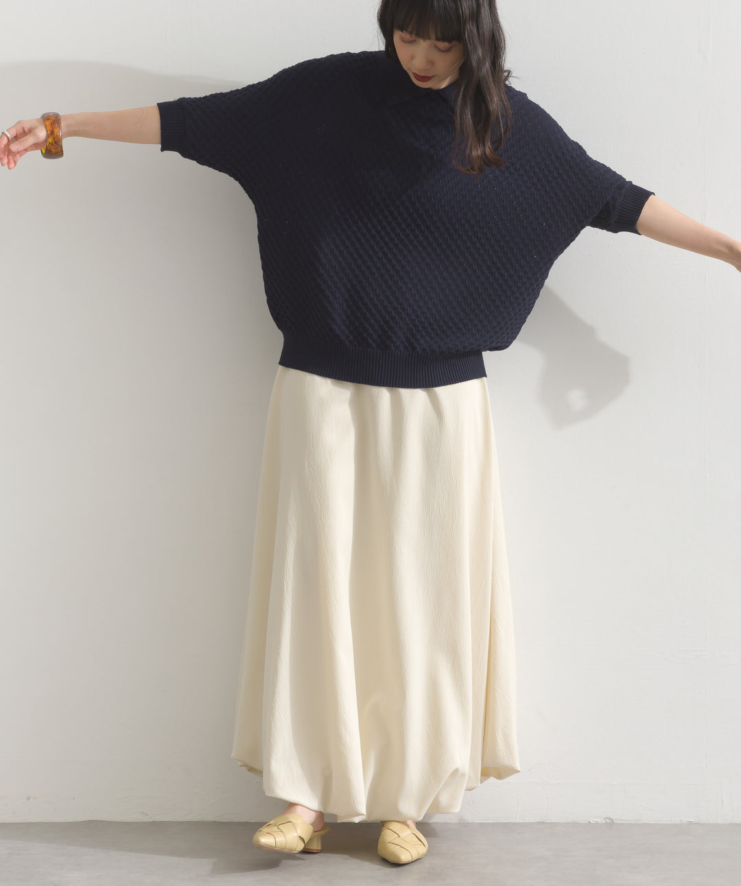 ツイン編織ゆったりフィットニット