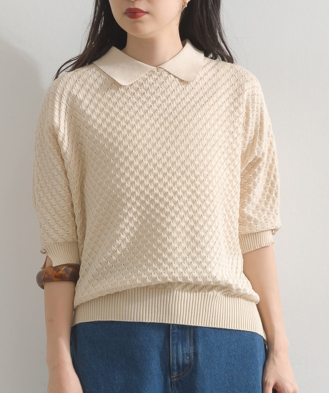 ツイン編織ゆったりフィットニット