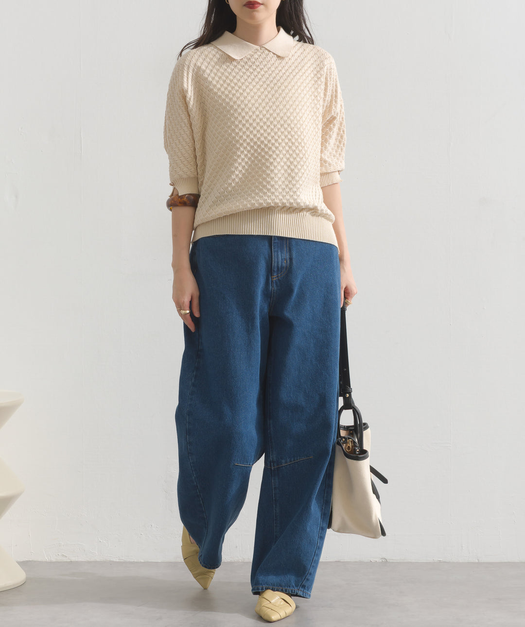 ツイン編織ゆったりフィットニット