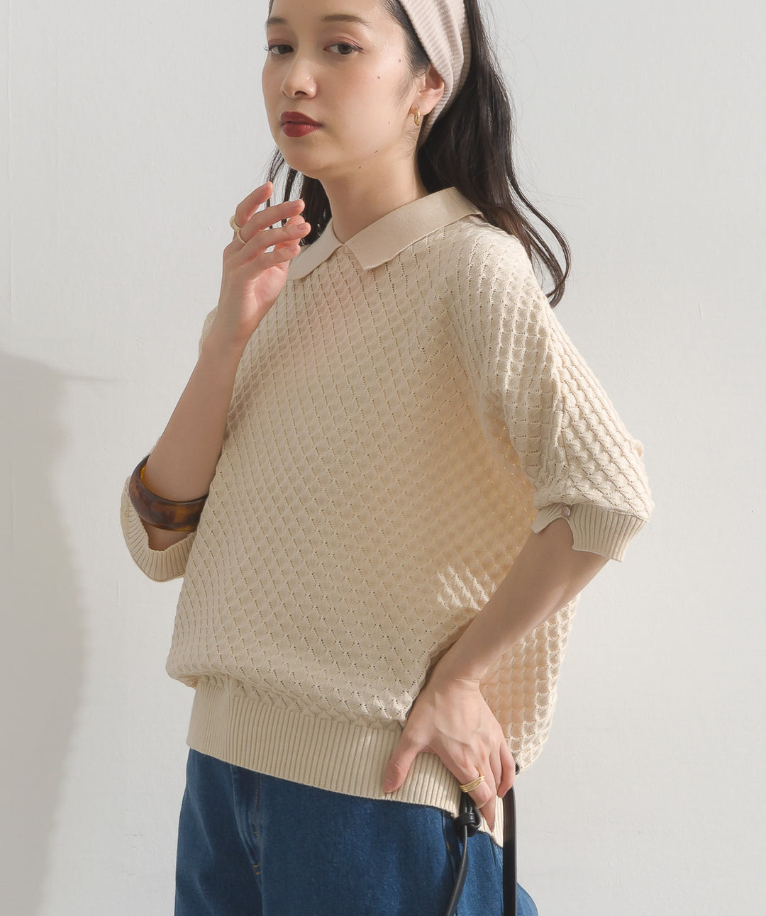 ツイン編織ゆったりフィットニット