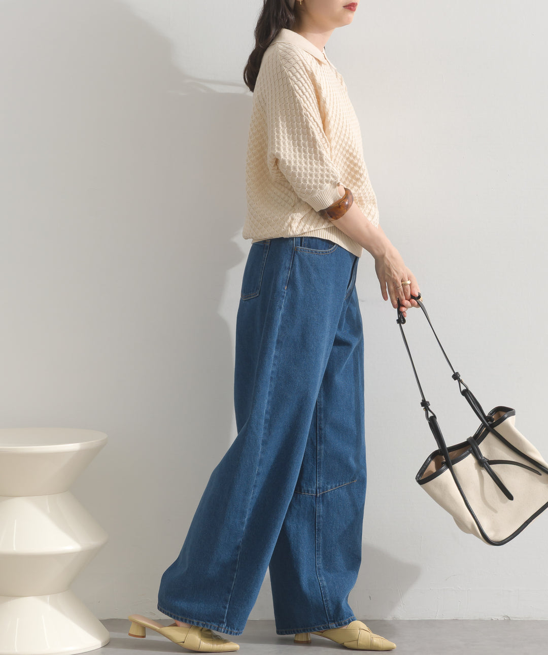 ツイン編織ゆったりフィットニット
