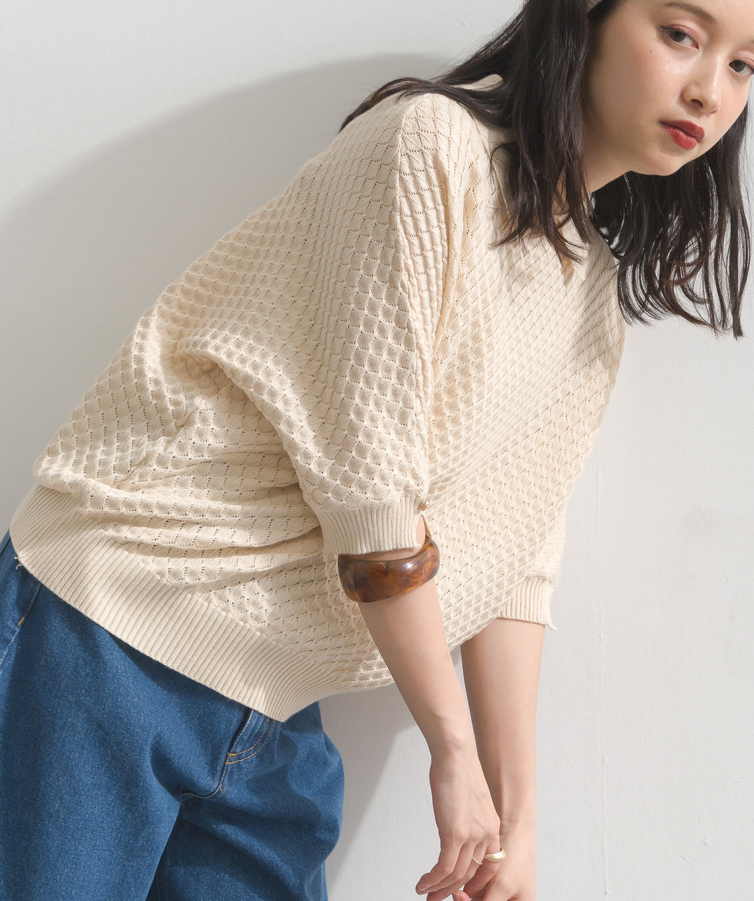ツイン編織ゆったりフィットニット