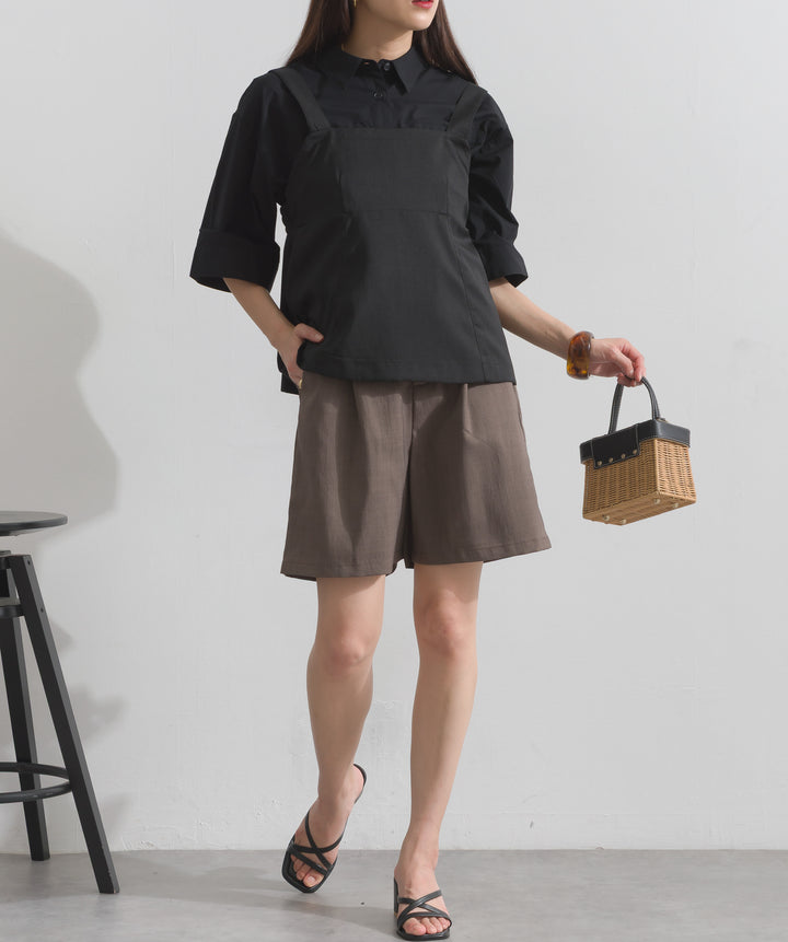 ヘザーエステルタックハーフパンツ