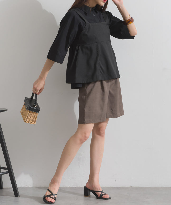 ヘザーエステルタックハーフパンツ