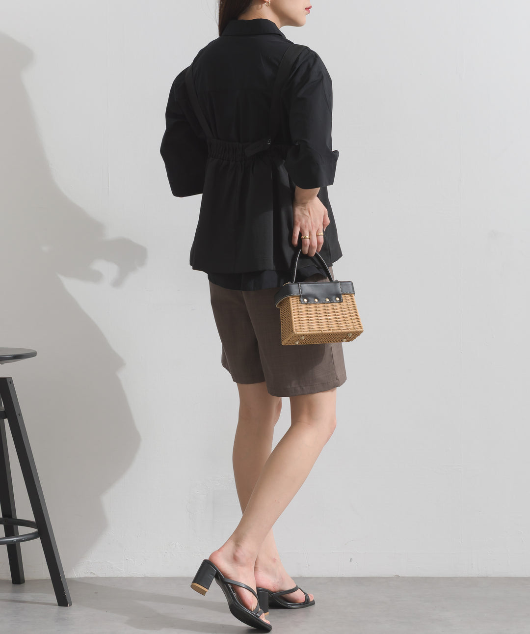 ヘザーエステルタックハーフパンツ