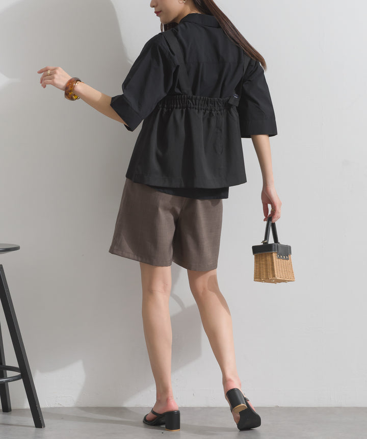 ヘザーエステルタックハーフパンツ