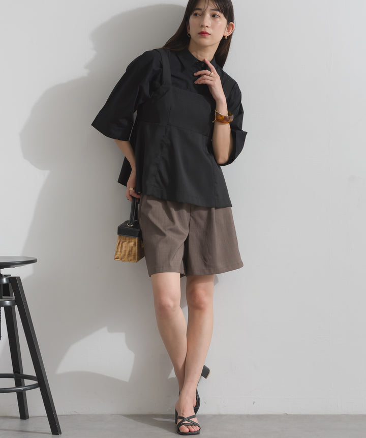 ヘザーエステルタックハーフパンツ