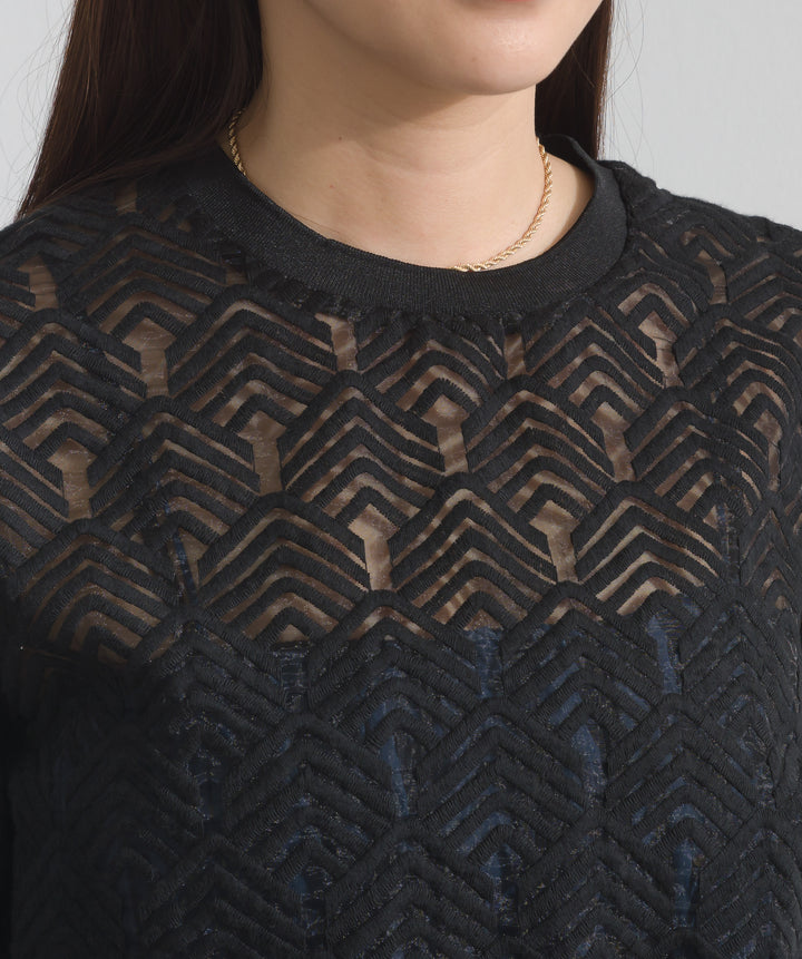 オーガンジー刺繍ブラウス