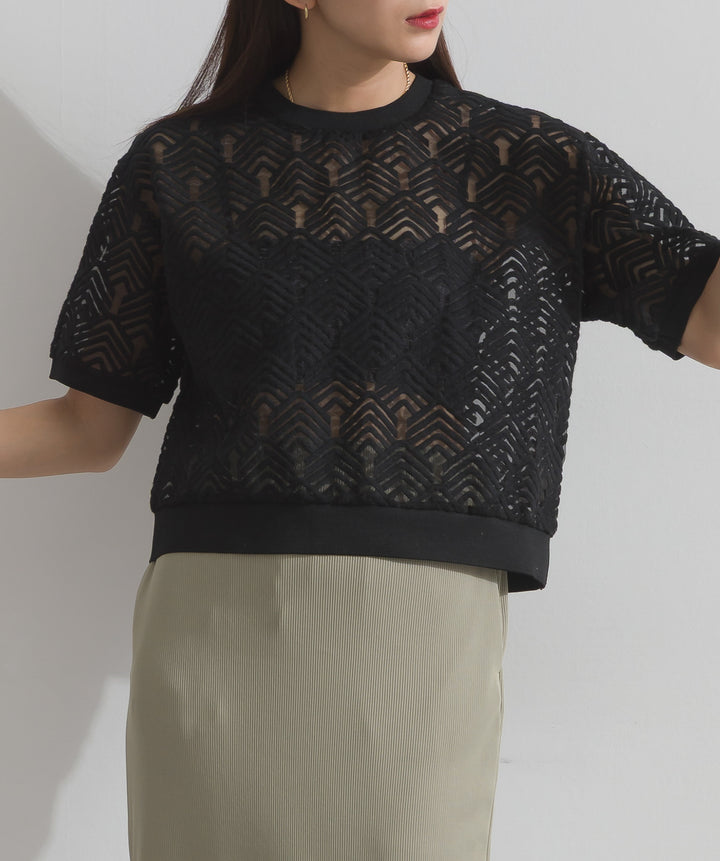 オーガンジー刺繍ブラウス