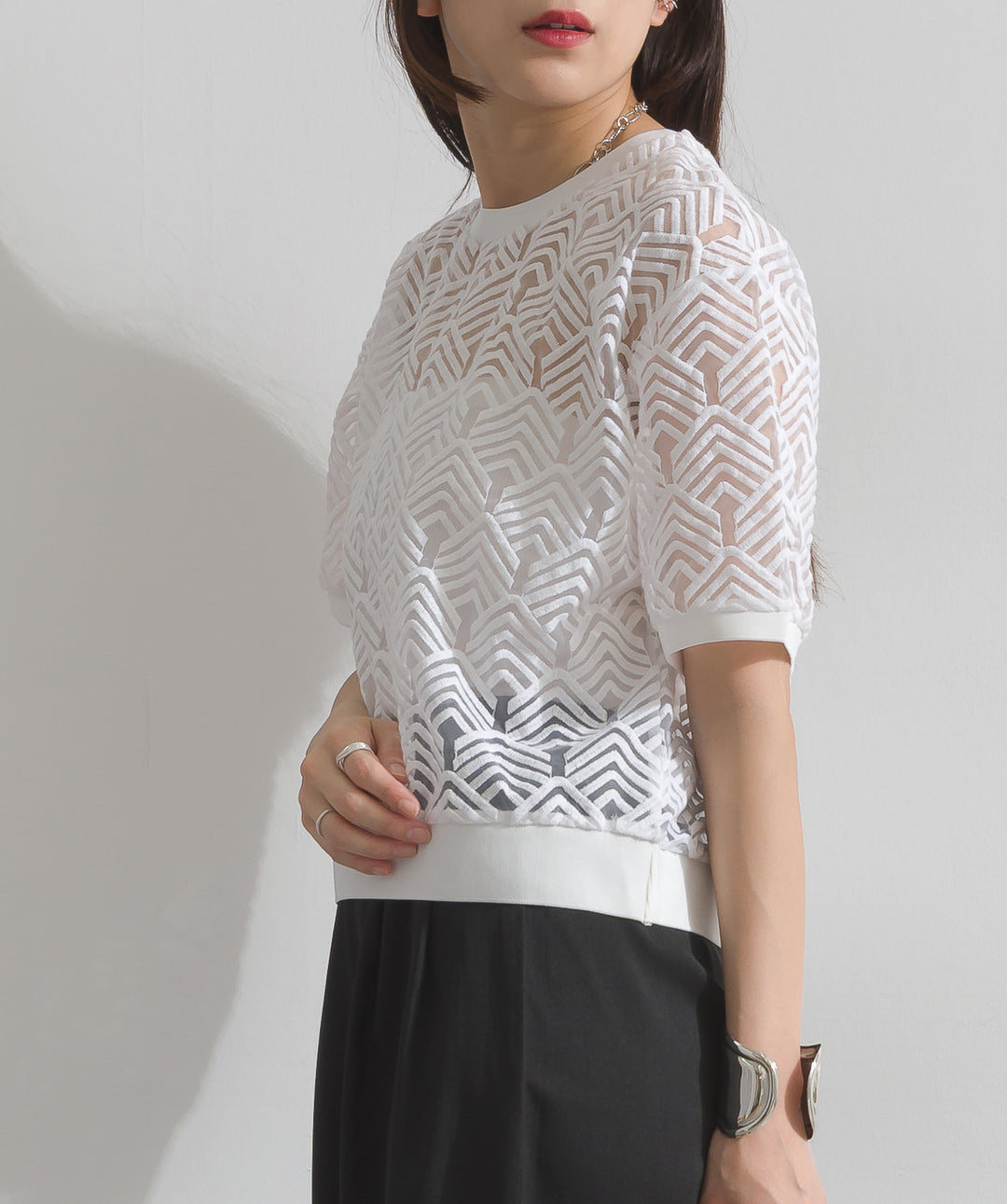 オーガンジー刺繍ブラウス