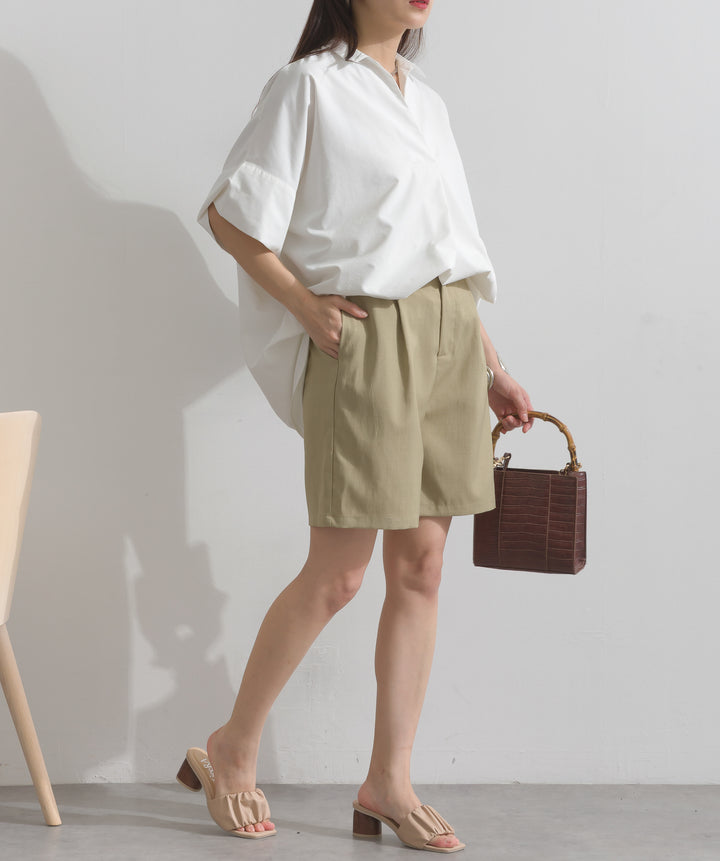 ヘザーエステルタックハーフパンツ
