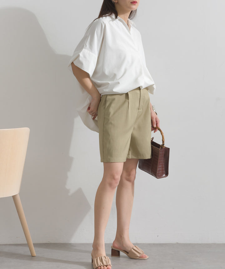 ヘザーエステルタックハーフパンツ