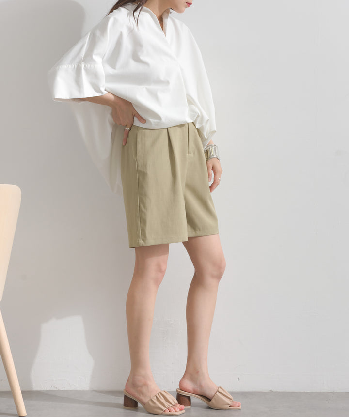 ヘザーエステルタックハーフパンツ