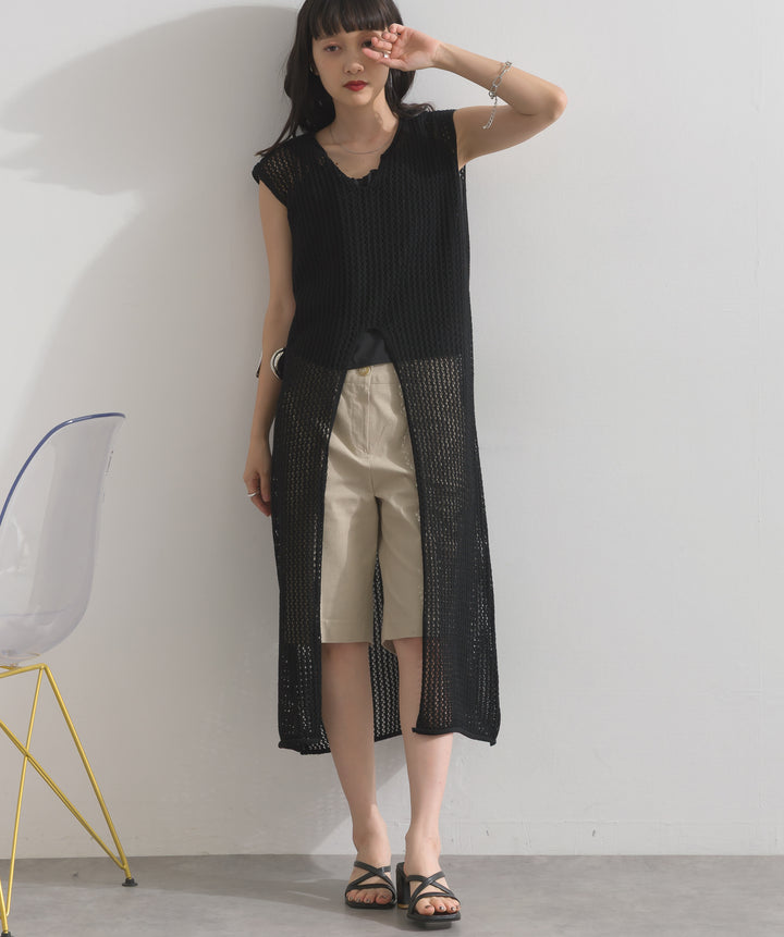 メッシュニットロングジレワンピース