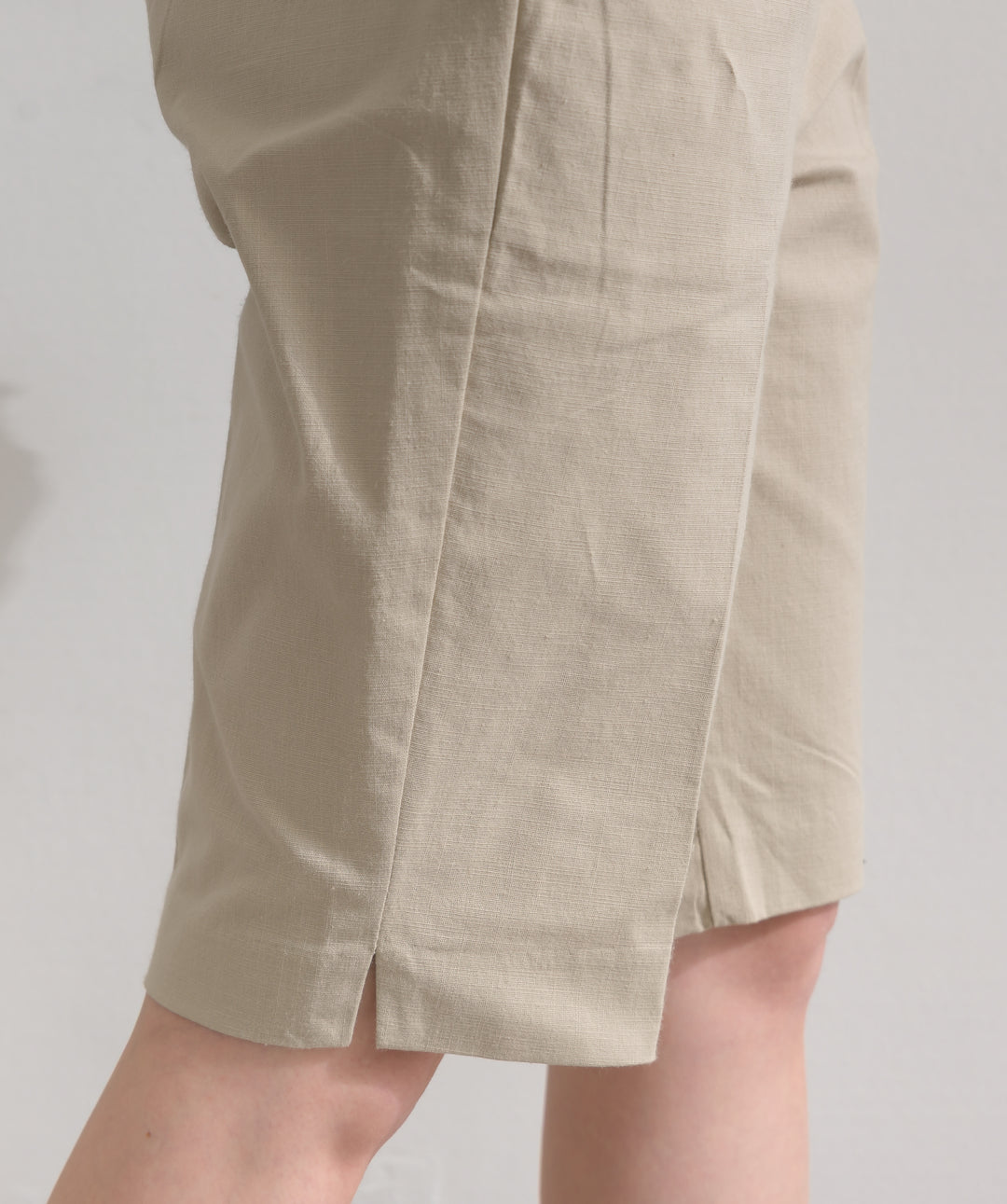ストレッチ綿麻5分丈ショートパンツ