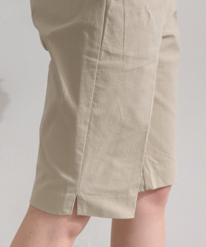 ストレッチ綿麻5分丈ショートパンツ