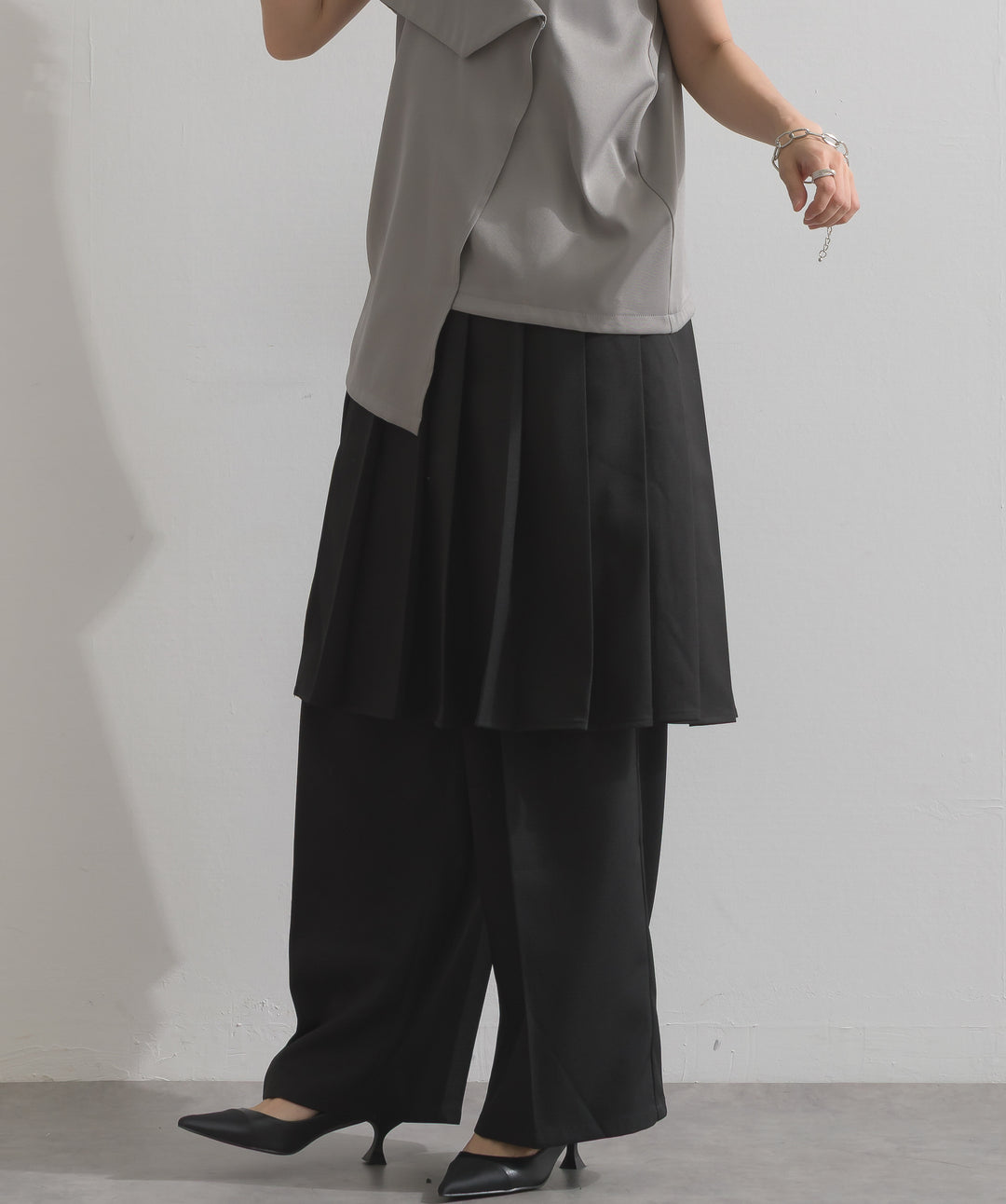 ラップスカートレイヤードパンツ