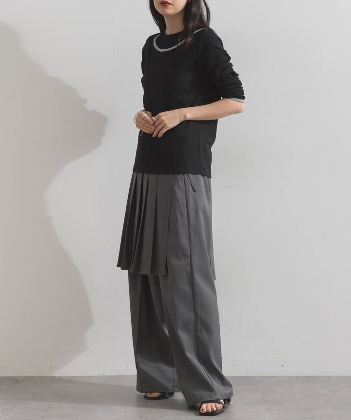 ラップスカートレイヤードパンツ