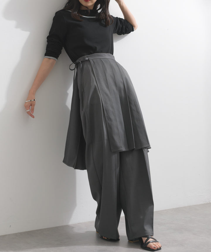 ラップスカートレイヤードパンツ
