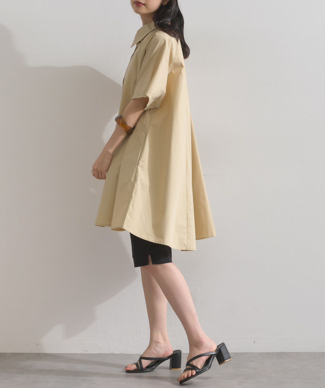 ストレッチ綿麻5分丈ショートパンツ