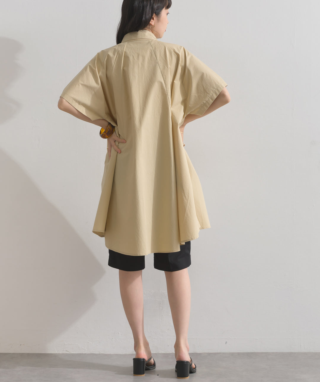 ストレッチ綿麻5分丈ショートパンツ