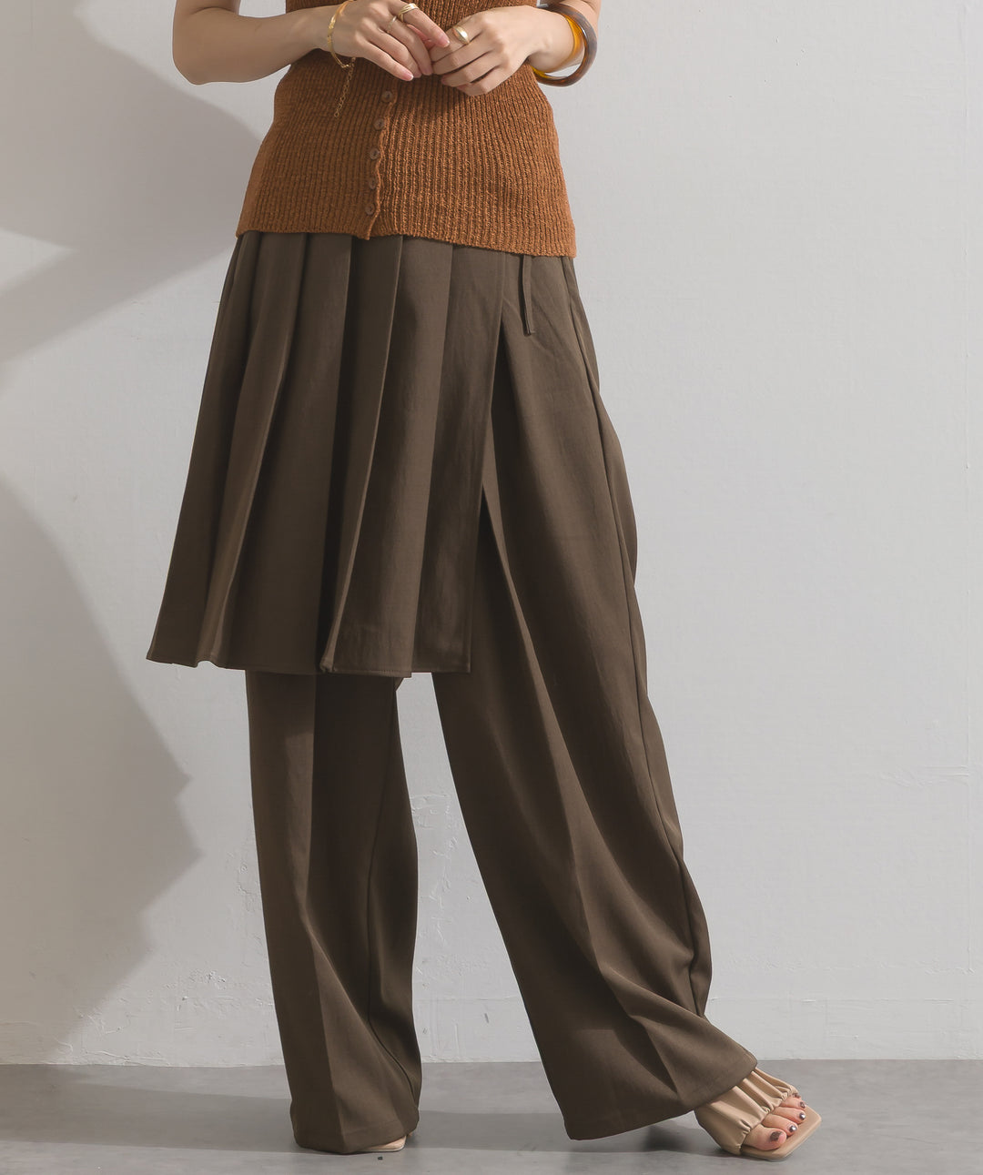 ラップスカートレイヤードパンツ