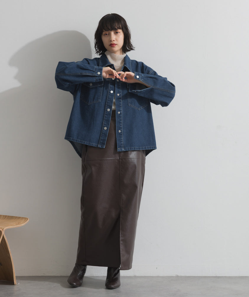 ワイドデニムシャツジャケット