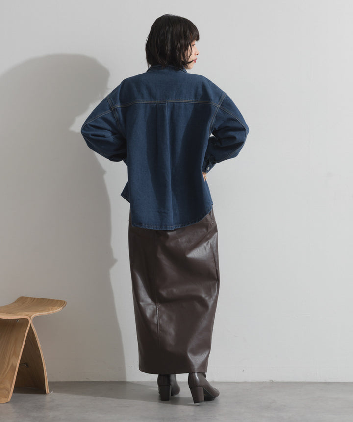 ワイドデニムシャツジャケット