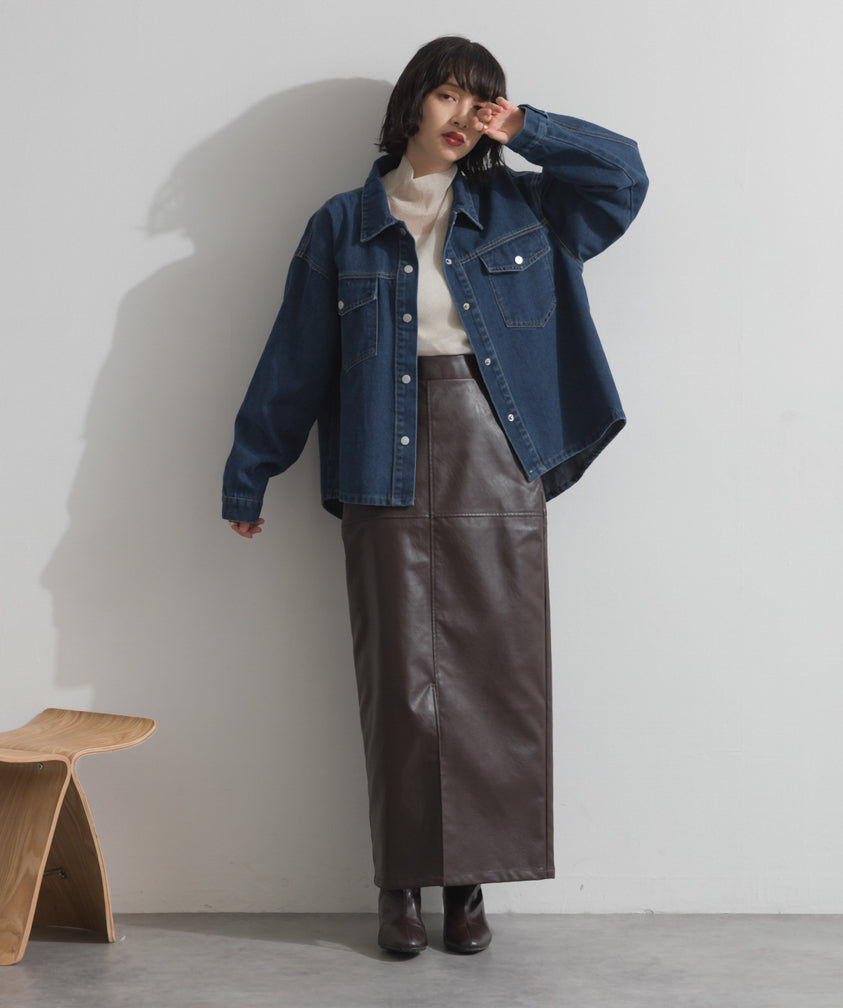ワイドデニムシャツジャケット