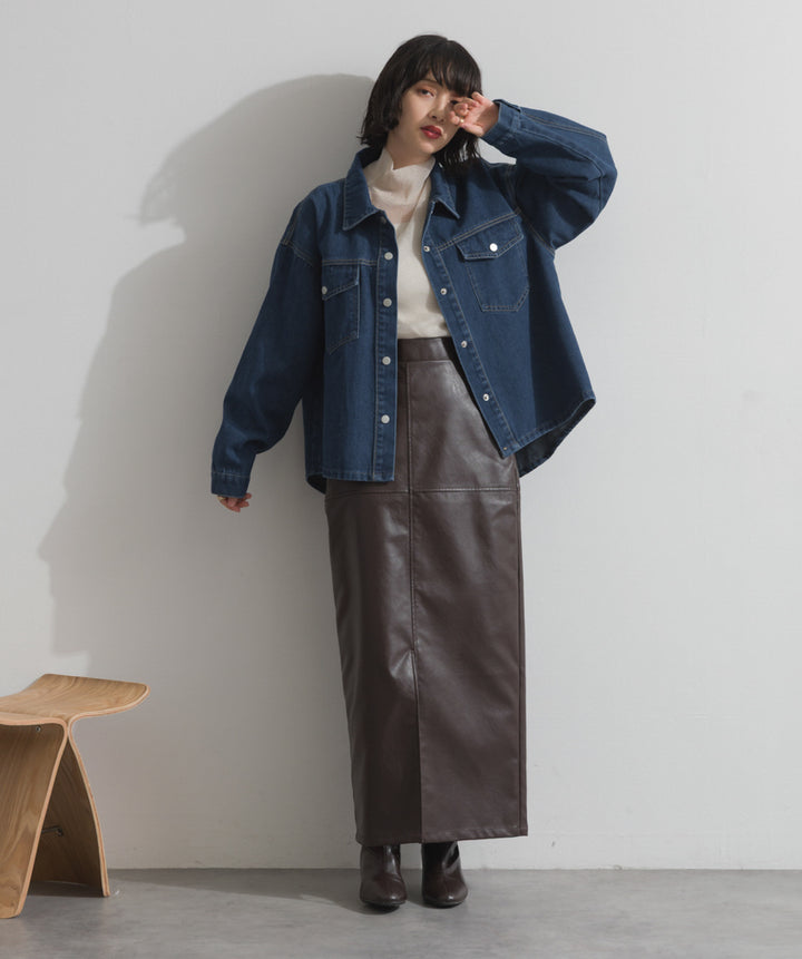 ワイドデニムシャツジャケット