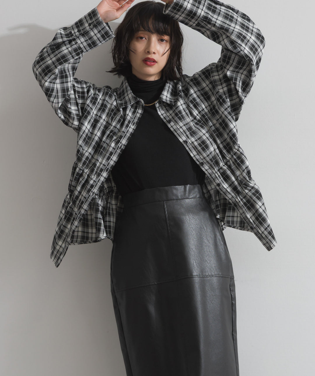 チェックウエストシャーリングシャツ